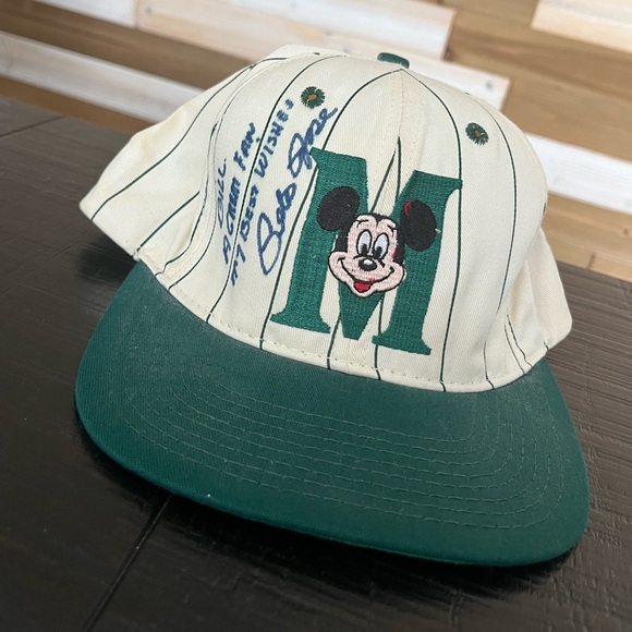 Vintage Striped Mickey Mouse "M" Logo Snapback 90s Cap Goofy's Hat Co Disneyland - Picture 1 of 4